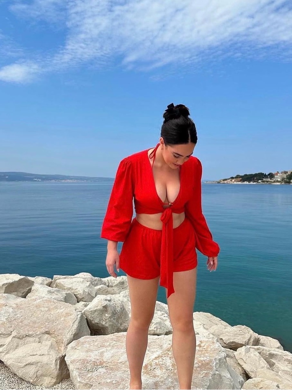 JMP the label  Red Tie-Front Swim Top & Shorts Sets